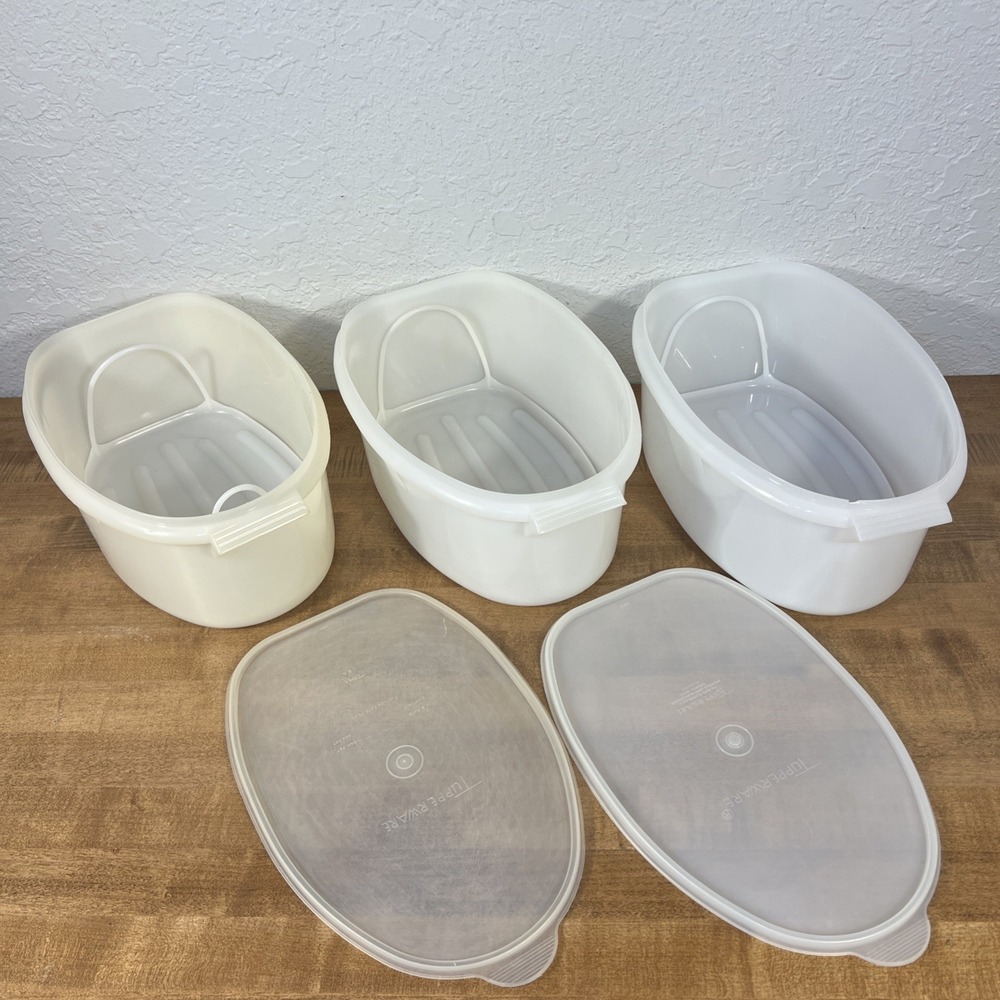 x3 VTG Tupperware Roast Ham Turkey Flavor Saver Keeper Storage Only 2 Lids